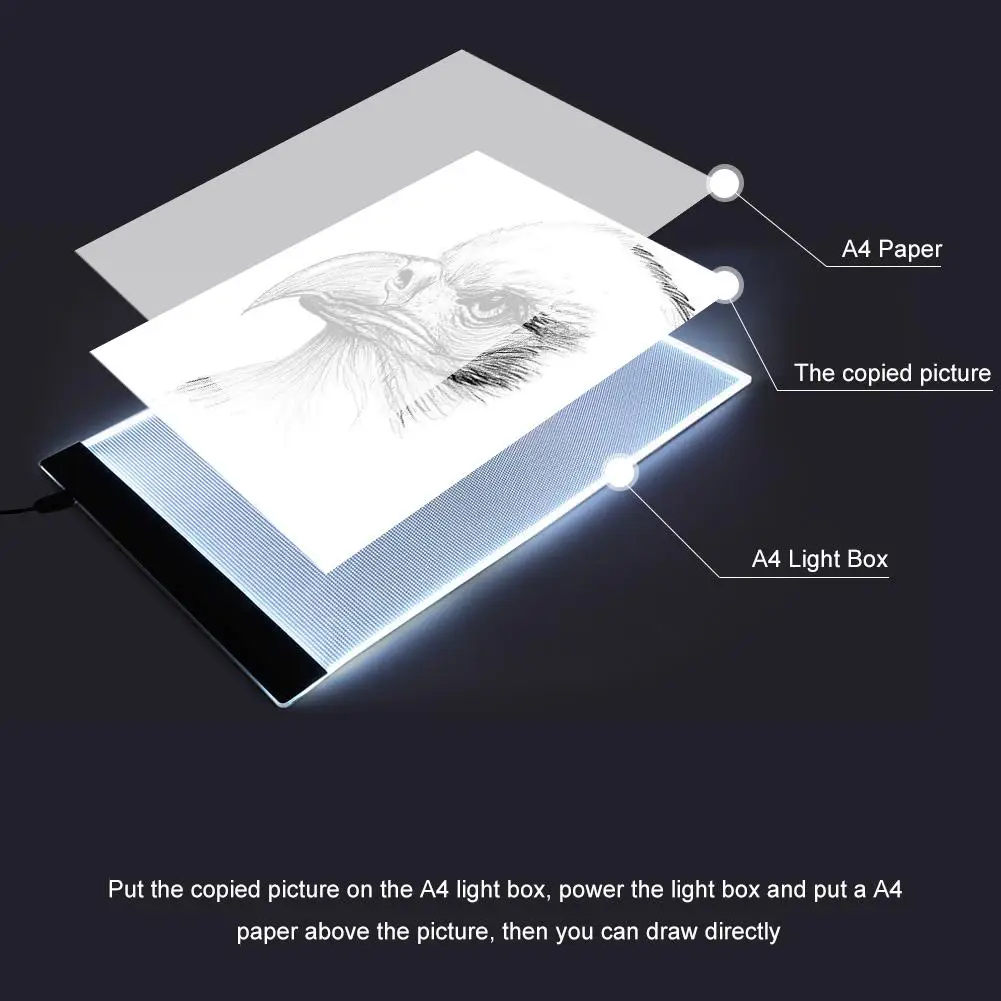 Светодиодный доска для рисования A4 светильник отслеживания планшет для рисования Artcraft трассировка Pad книга набросков модных костюмов чистый холст