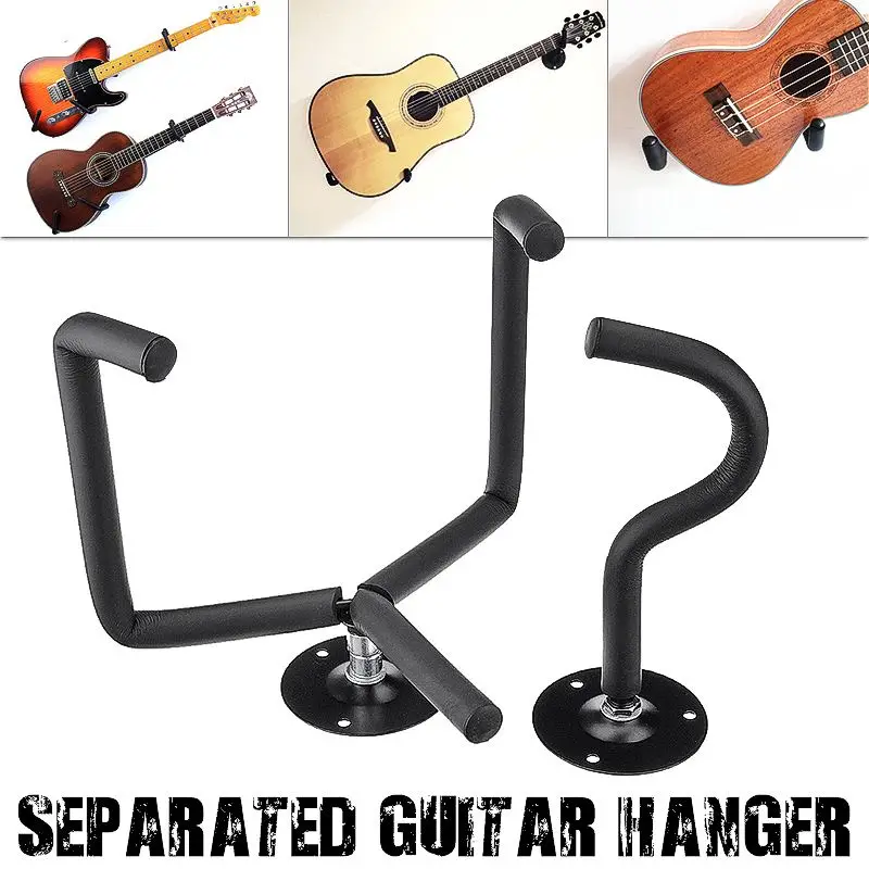 2Pcs Guitar Stand Hanger Hook Horizontal Guitar Wall Mount Stand Holder