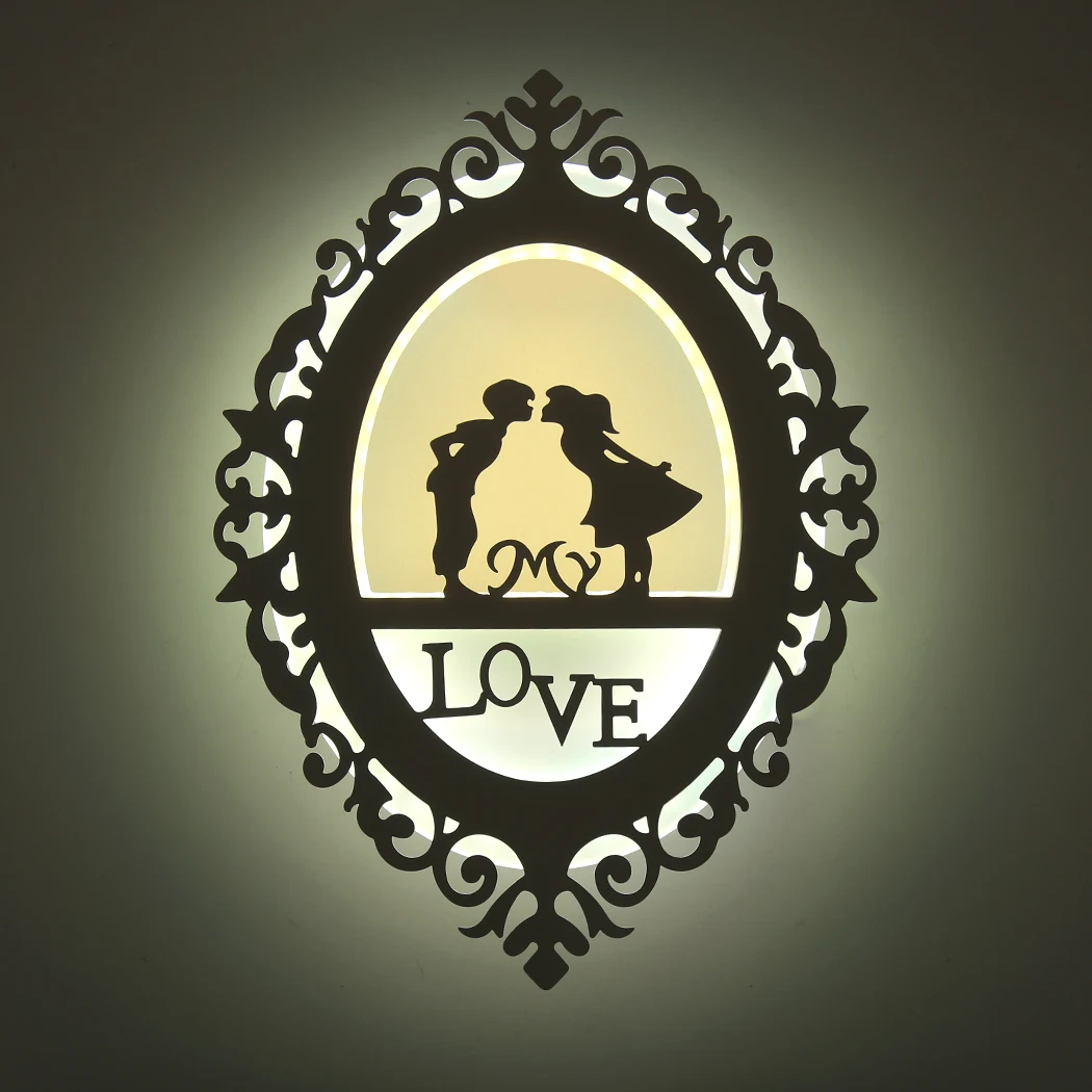

25W Modern Acrylic Night Light Fashion One Type Bed Room Restroom Wall Lamp Warm White Cute Couple Kiss LED Light