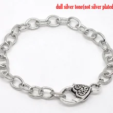 5 Серебряный тон Сердце Омар застежка цепи браслеты 20 см(B14257