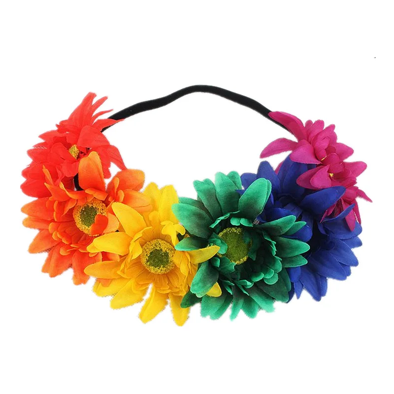 

New Hot Style SunFlower Hairband Chrysanthemum Christmas Daisies Wreath Pregnant Women Photo Headdress Beach Vocation Hairdress