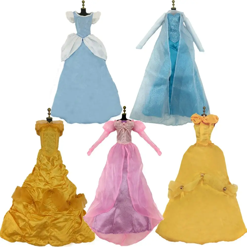 Random 1x Classic Dress Copy Elsa Rapunzel Princess Party Ball Gown Fairytale Doll Accessories Clothing Clothes For 17" Doll Toy