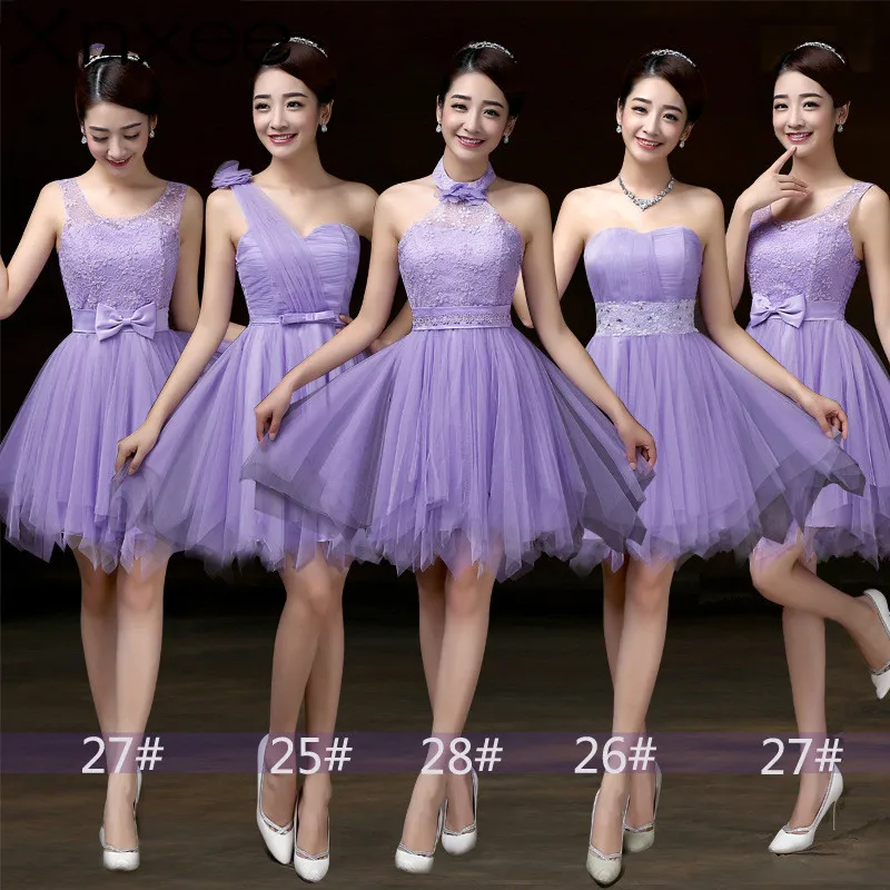 

Xnxee Lace up new dresses for spring and autumn 2018 dress short Purple champagne white
