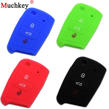 

For Volkswagen VW Golf GTI Silicone Remote Flip Key Case Cover Remote Key Case Protection 3 Button Car Accessories Styling 1pc