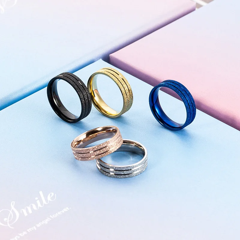 

2019 Fashion Gold Color Stainless Steel Scrub Ring For Men High Quality Male Wedding Jewelry Wholesale A10
