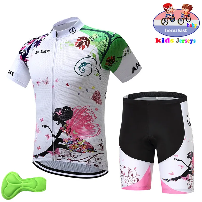 

2019 Girl Cycling Jersey Set Team Sports Kid Cycling Jersey & Mountain Bike Bib Shorts Set Maillot Ciclismo Kit Children's Gift