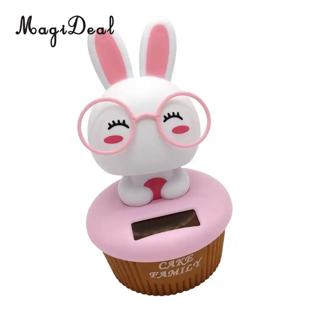 Columpio De Conejo Bailando Con Energia Solar De Dibujos Animados Juguete De Modelo De Figura Tablero Decoracion De Escritorio De Coche Rosa Aliexpress