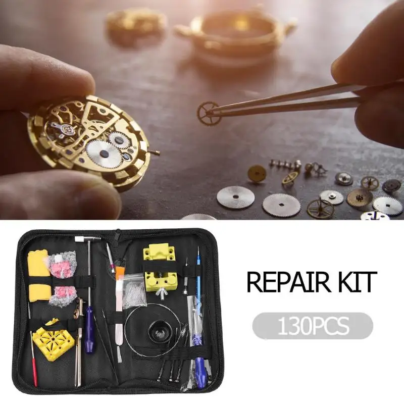 

130pcs Watch Repair Tool Kit Case Holder Opener Spring Bar Screwdrivers Needle Nose Plier Watchmaker Tool Set
