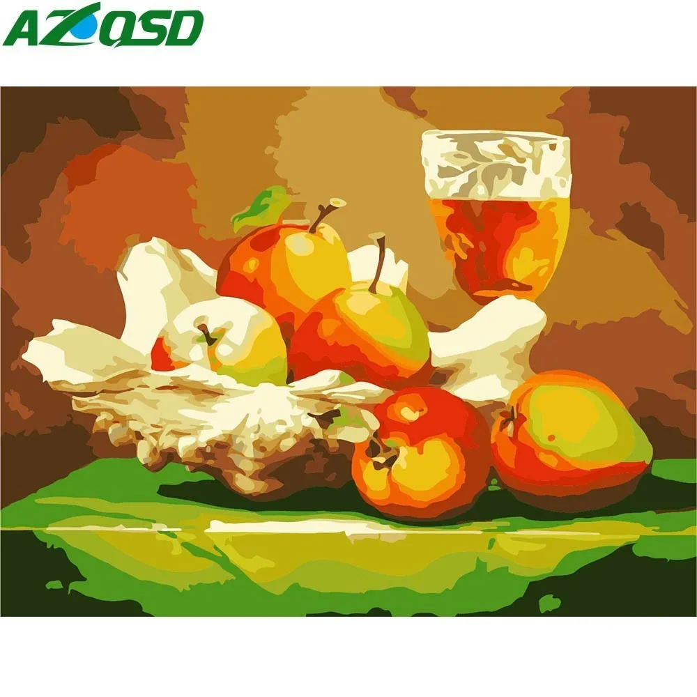 AZQSD Современная ручная краска ed DIY натюрморт масляная краска фруктовая краска по номерам яблоня Краска Холст Картина K036