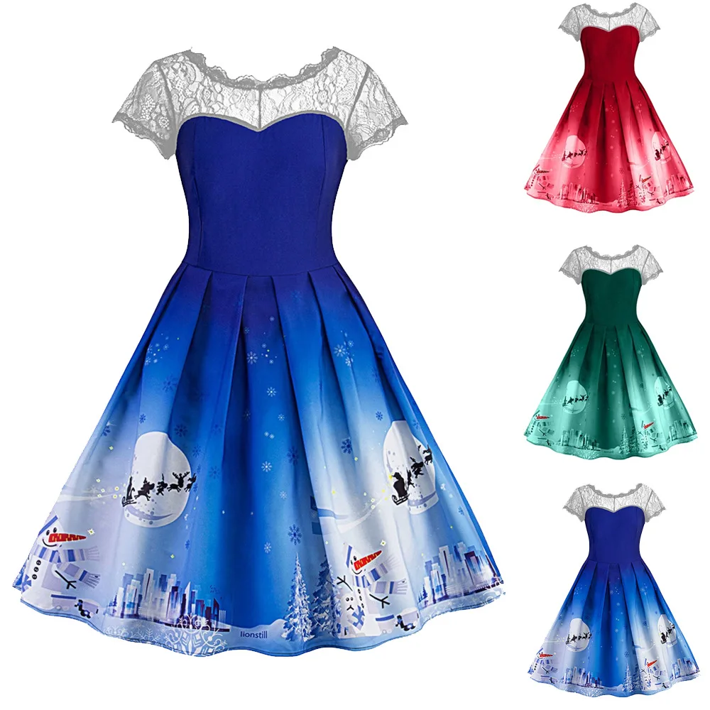 Кружевное платье с принтом снеговика EBay Осень-зима 2018 | Женская одежда