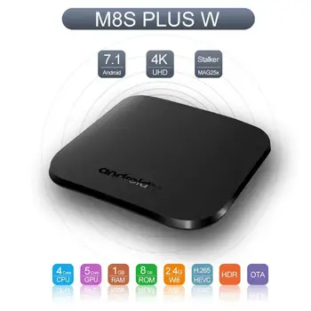 

Alloyseed Smart TV Box M8s Plus W Android 7.1 Amlogic 64Bit S905X Quad Core RAM 1GB ROM 8GB Media Player Set-Top Box US/EU Plug