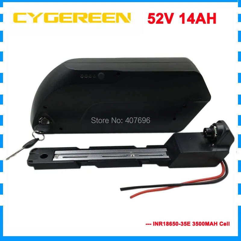 

51.8V Electric Bike 14S4P down tube battery 750W 52V 14Ah lithium ion battery with USB Port use samsung 3500mah cell 2A Charger