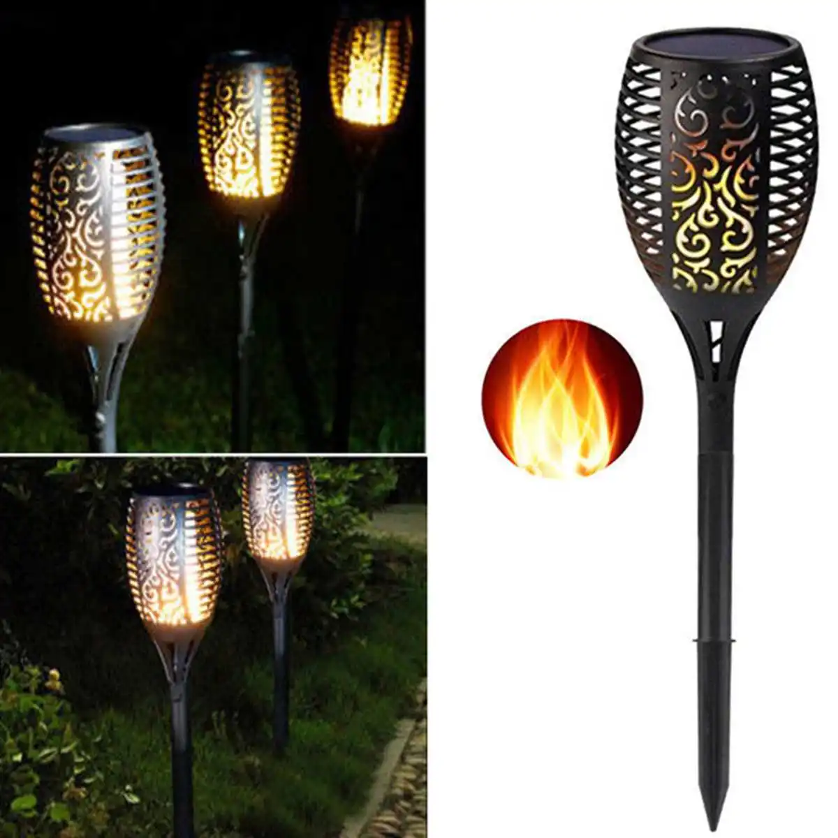 

Solar Power Landscape Lighting Torch Flame Lamp Waterproof Garden Path Yard Night Light Outdoor Street Lighting 51/72/96 LED