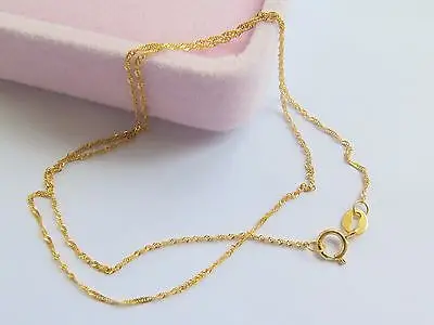 

Real Fine Solid 18K Yellow Gold New Women Singapore Chain Necklace/ 0.7-1g