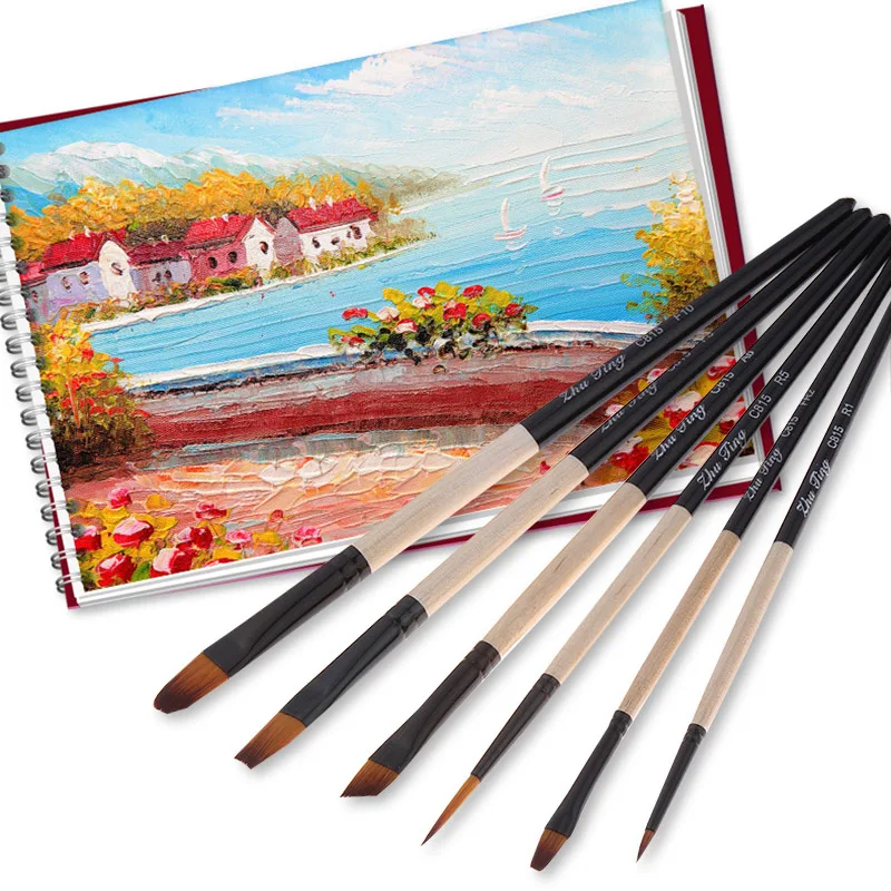 

6Pcs/lot Nylon Multi-Functional Combination Paint Brush For Drawing Different Head Hook Line Pen School Art Supplies Stationery