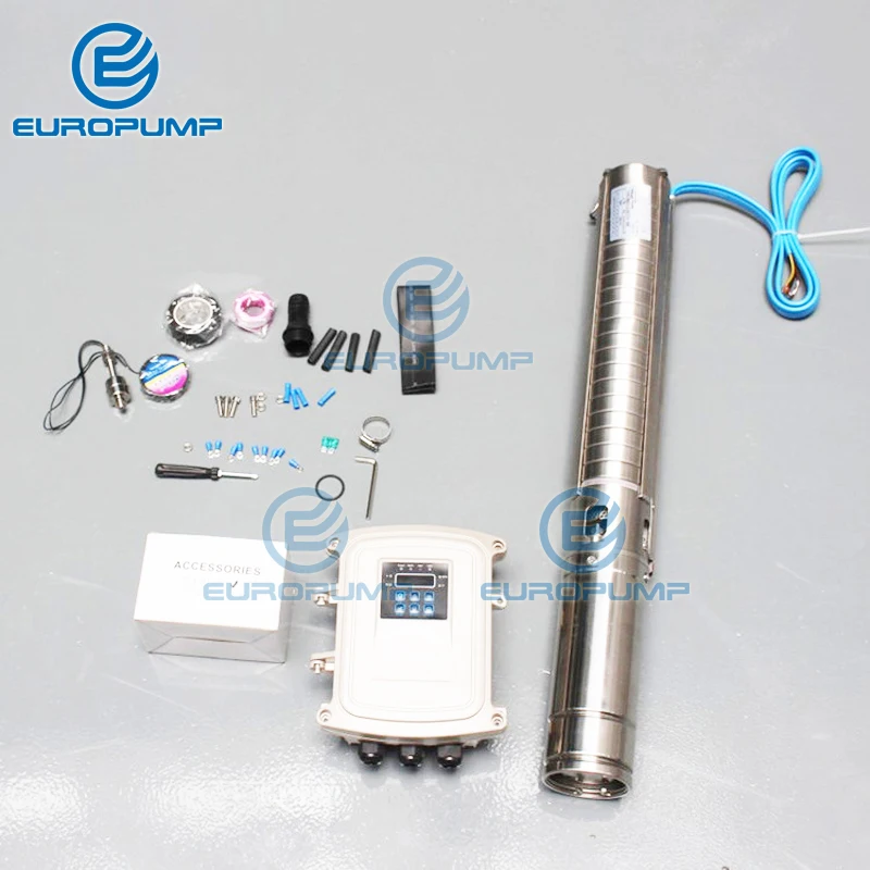 EUROPUMP MODEL4DSC4.5-203-110-1500) солнечный насос " DC глубокий хорошо Солнечный водяной насос 110 V 2HP MPPT контроллер Максимальная головка 203 m поток 4,5