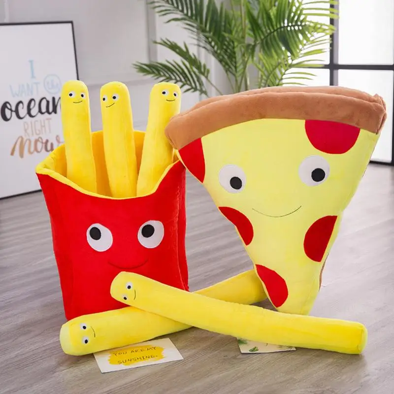 

50cm Creative 3D Animal French fries/Pizza plush pillow, cartoon plush toy soft Cushion pillow