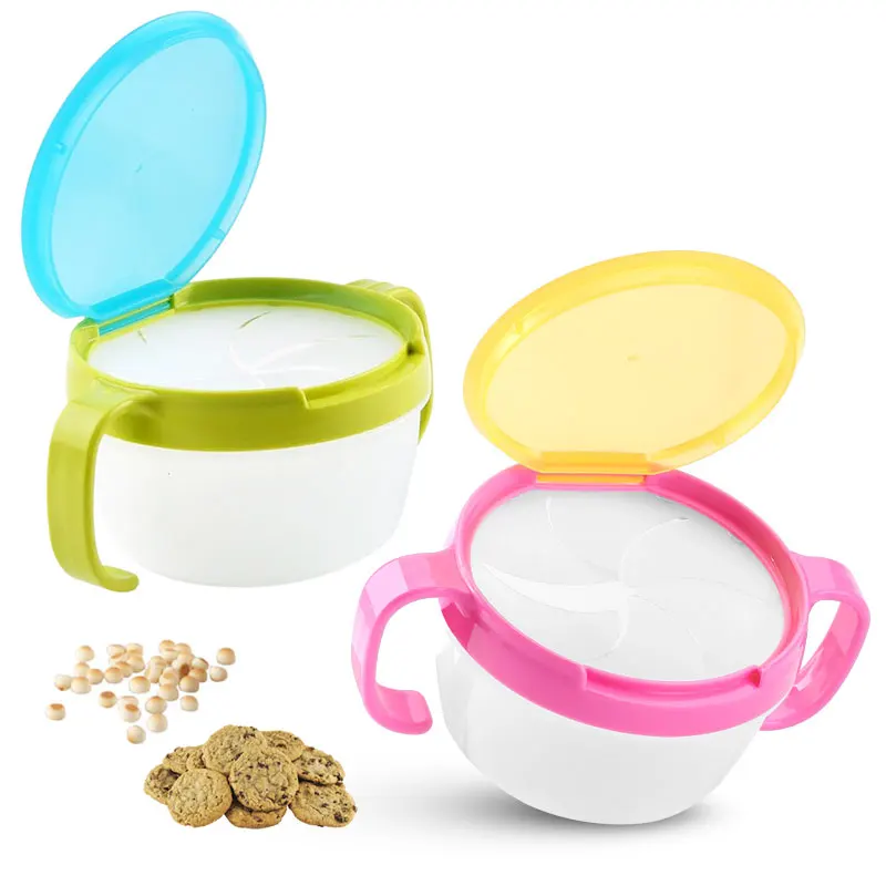 Снэк Хранитель чашка для закусок бисквит чаша посуда с крышкой ABS двойная ручка держатель для хранения тарелки карамельной расцветки безопасный продукт ребенка