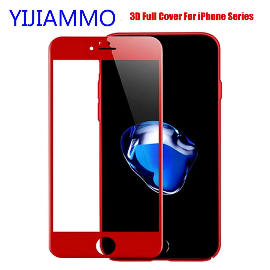 For Iphone 8 7plus 3d Soft Edge Full Cover Red rose gold Glossy Carbon Fiber Tempered Glass Screen Protector Film For Iphone 6s