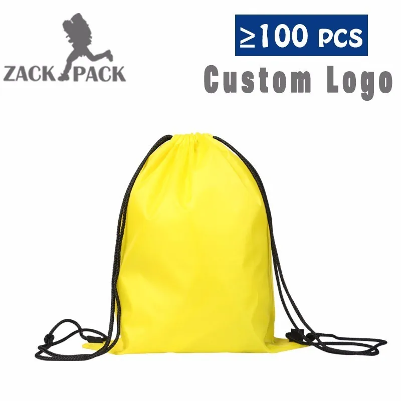 Custom Logo Drawstring Backpack Sports Waterproof Drawstring Bag Cotton Printing Logo Sack Female Students Polyester Bag