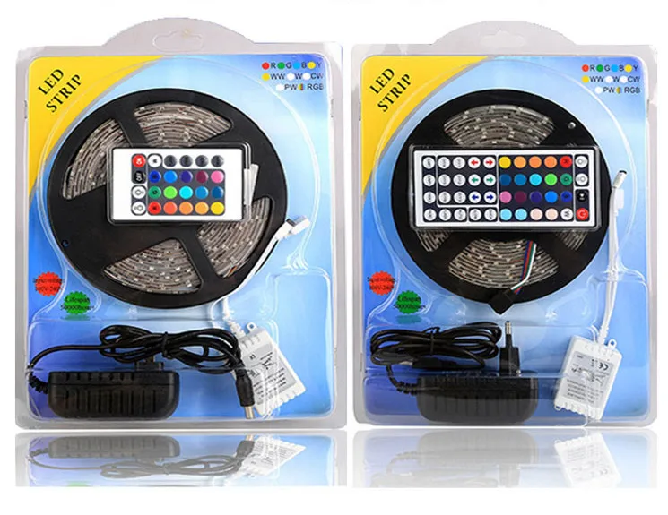 

SMD RGB LED Strip Light 2835/5050 SMD 5M 60Leds/m Include Battery IR Remote Controller DC 12V Adapter set