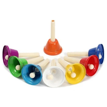 

Handbells 8-Note Metal Children Art Musical Percussion Instrument Toy Durable Exquisite Colorful Handbell Instrument Toy
