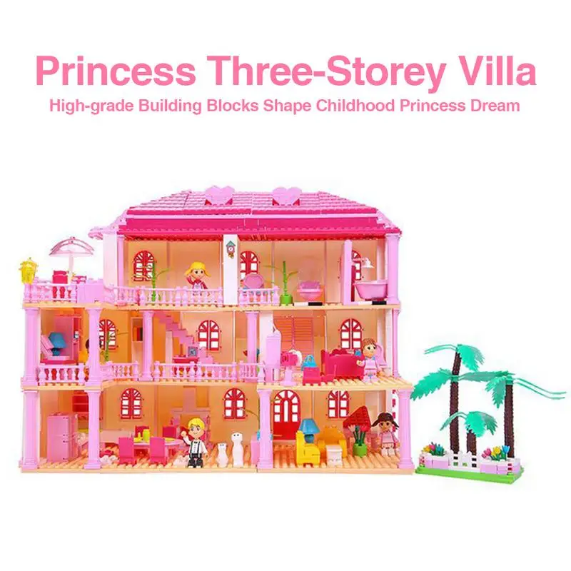 

1pc Building Block Toy Princess Castle Three Storey Villa Small Particle Puzzle Assembled Toy Model for Children