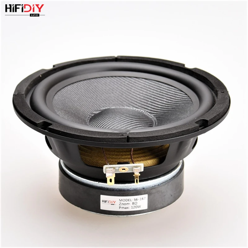 HIFIDIY LIVE HIFI колонки DIY 6 дюймов 6," Midbass НЧ динамик 8 Ом 120 Вт из стекловолокна Вибрационный таз громкоговоритель S6-167