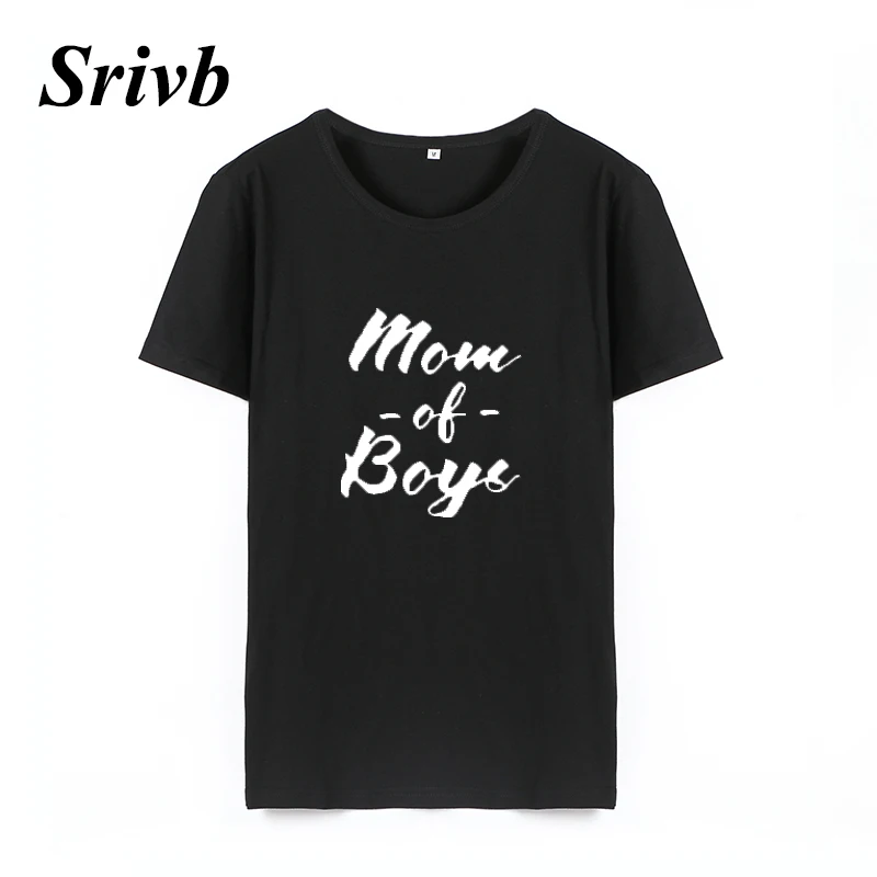 Srivb Mom of Boys 2018 Summer Women Short Sleeve Femme Black White Funny Cotton Women Tshirt Tops O-neck Vogue T Shirt Women Srivb Mom of Boys 2018 Summer Women Short Sleeve Femme Black White Funny Cotton Women Tshirt Tops O-neck Vogue T Shirt Women