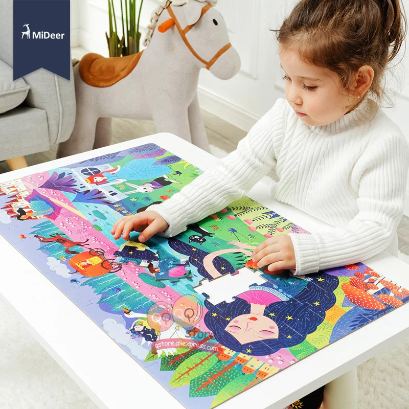 

MiDeer Kids Large Jigsaw Puzzle Set 100+ Pieces Baby Toys Dinosaur Fairy Tale Sleeping Beauty Educational Toys for Children Gift