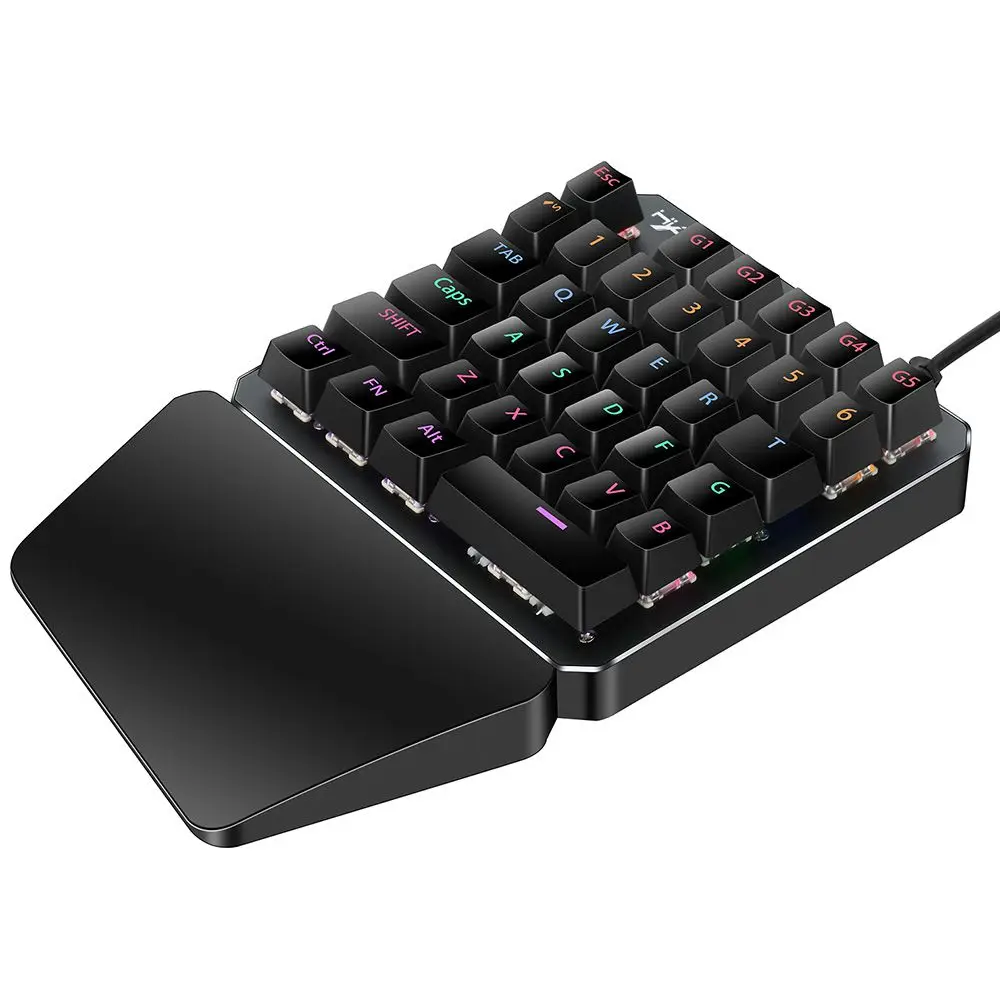 PPYY NEW HXSJ J100 игровая мышь Проводная 35 клавиш для ноутбуков 7 подсветка зеленая ось