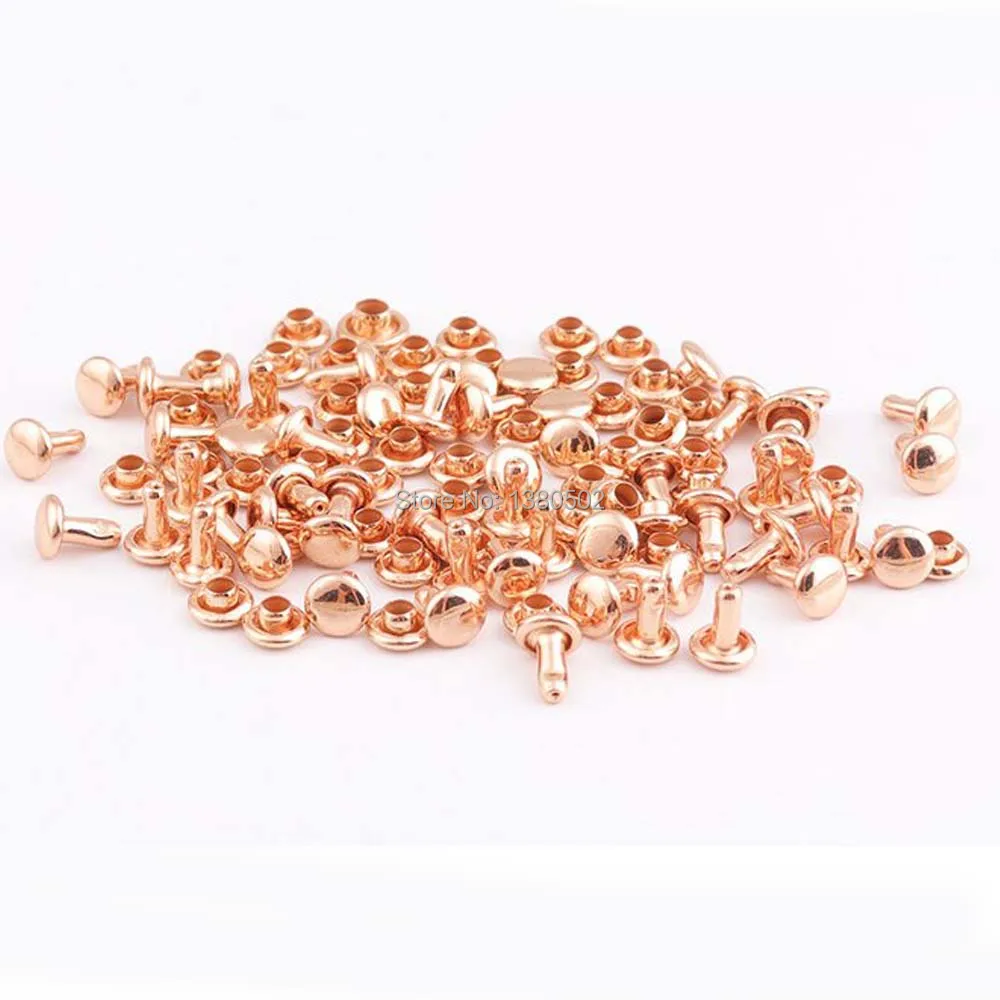 

200sets 5*8mm rose gold color Spikes Rivets Stud Collision Nail for double cap rivets for garment bag belt accessories