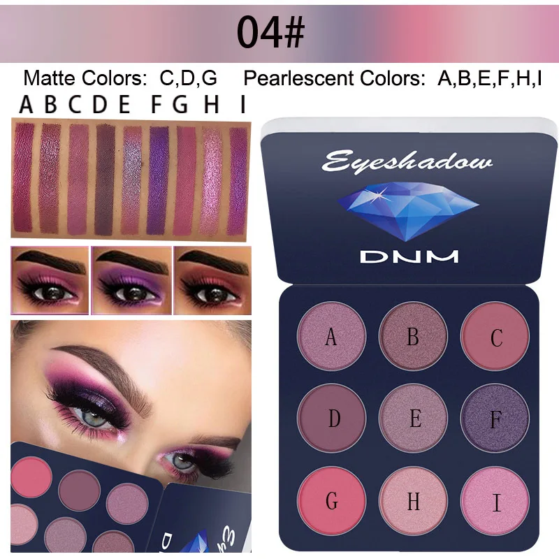 

DNM 9 Color Matte Eye Shadow Palette Bright Tray Waterproof Not Blooming Shimmer and shinny Eyeshadow Makeup Pallete TLSM1