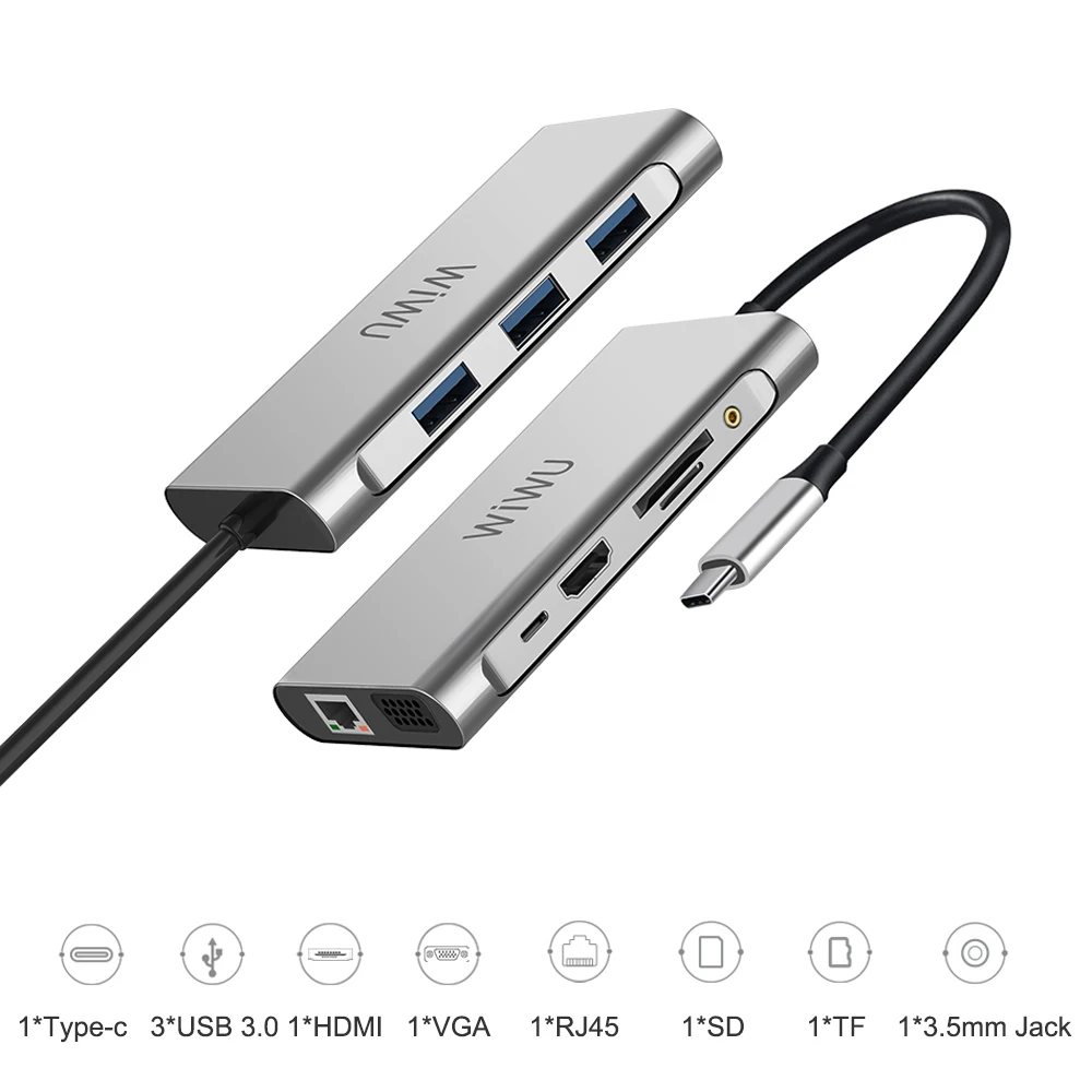

Wiwu 10 In 1 Usb Hub For Macbook Usb C To Hdmi/Vga/Rj45 Thunderbolt 3 Adapter For Dell/Samsung/Huawei P20 Pro Type-C Usb 3.0 H