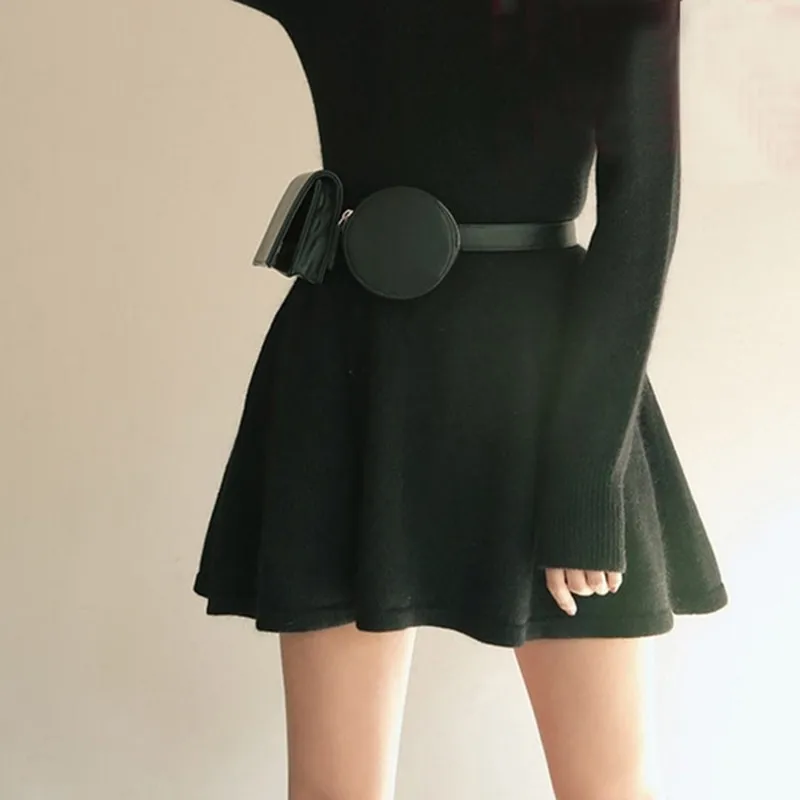 

2019 Spring Summer Women Faux Leather Patchwork Waist Bags Female Pu Fashion Packets Bust Bags Woman Black Belt Bags OC021