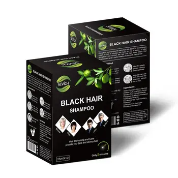 

10 Pcs/Box Instant Black Hair Shampoo Hair Darkening and Shinny Long-lasting Hair Dye Hairdressing Black hair dye