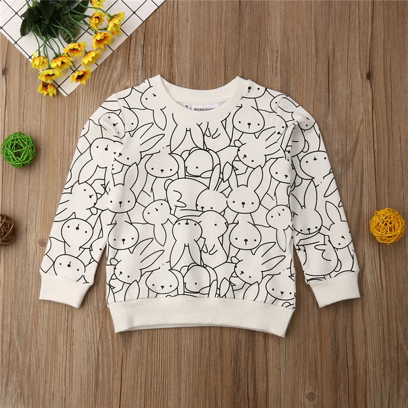 Теплый свитер для маленьких девочек и мальчиков пуловер с длинными рукавами и рисунком кролика и леопарда весенне-Осенняя детская одежда модный свитер для малышей