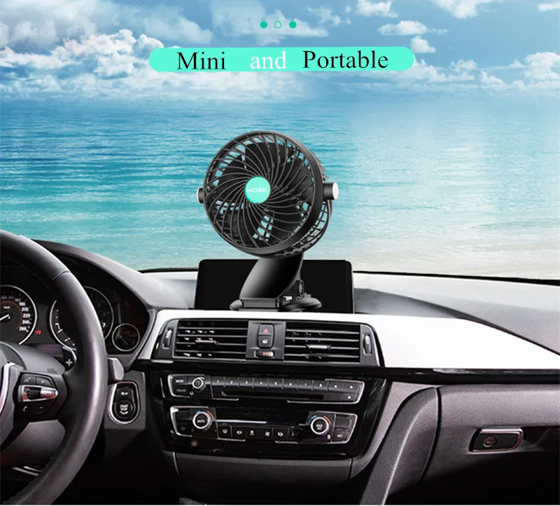 12 В/24 В 360 градусов Универсальный Регулируемый автомобильный вентилятор с двумя головками и зажимом для охлаждения воздуха, низкий уровень шума, автомобильный вентилятор с воздушным охлаждением, аксессуары для автомобильного вентилятора