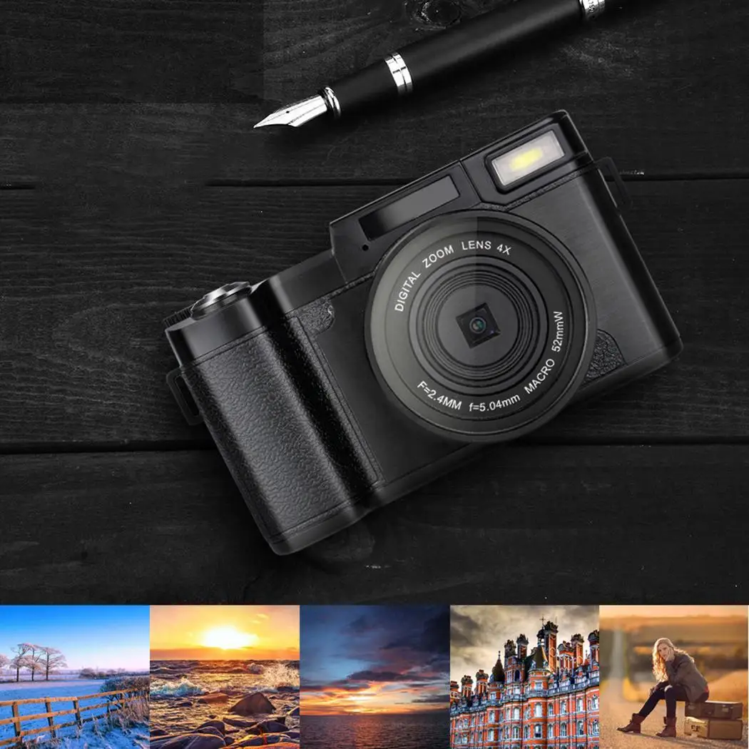 Цифровая многофункциональная камера Flip screen Self timer SLR Auto 100 200 400 набор с объективом