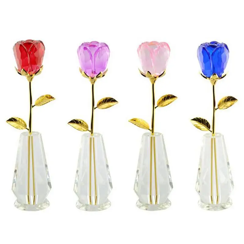 Crystal Rose Girlfriend Gift  Birthday Present Gold Rose Artificial Flowers Valentine's Day Gifts Mother's Day Gift
