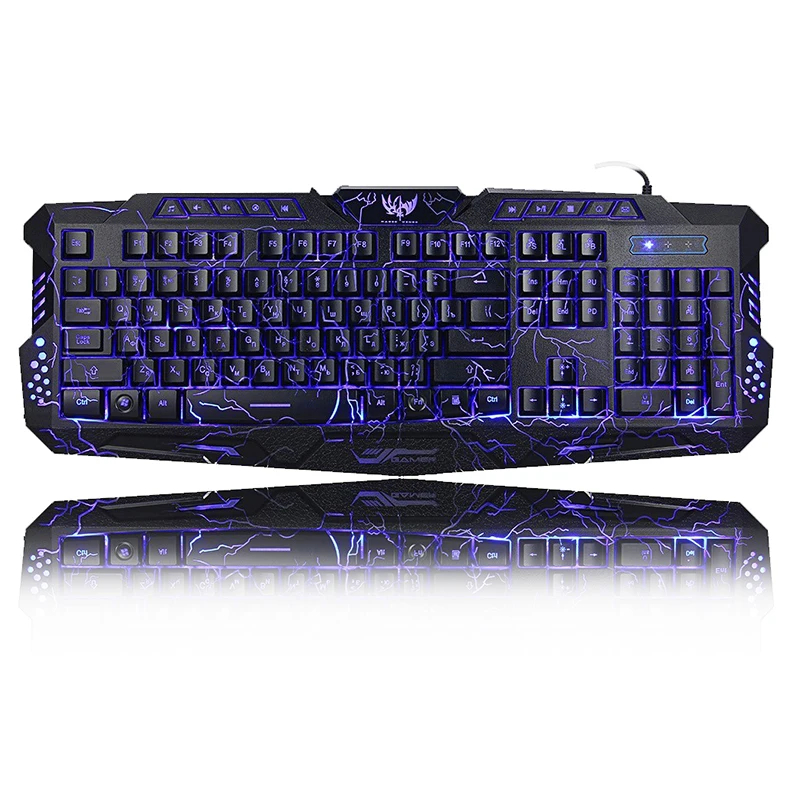 

Tri-Color Backlit Computer Gaming Keyboard USB Powered Full N-Key Game Keyboard for Desktop Laptop Russian Spanish arabic Hebrew