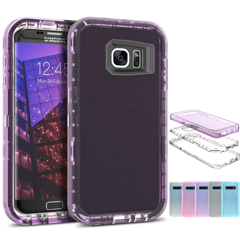 

Case For Samsung Galaxy S10 Plus S9 Plus Hybrid 3in1 Hard PC&Soft Silicon Armor Translucent Phone Case For Samsung Galaxy Note 8