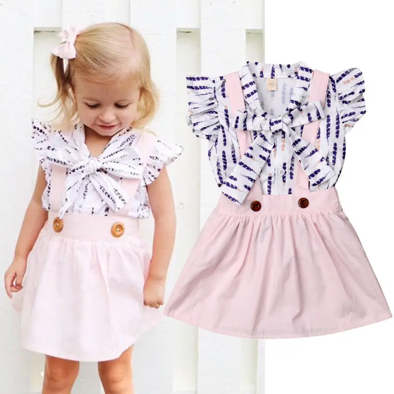 

Pudcoco Brand New Toddler Baby Girl Floral Top T-shirt Suspender Skirt Dress Outfit Clothes Summer