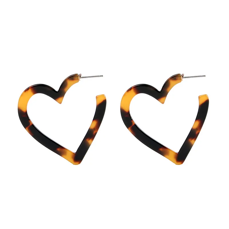 

New Arrival Designer Earrings Hanging Leopard Acetate Circle Heart Earring Female ZA Acrylic Tortoiseshell Jewelry Free Shipping