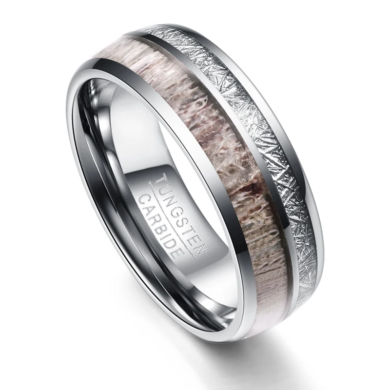 8 мм в ширину вольфрамовые карбидные стальные мужские кольца серебряного цвета имитация камня рок рога кольца мужские ювелирные изделия обручальные кольца