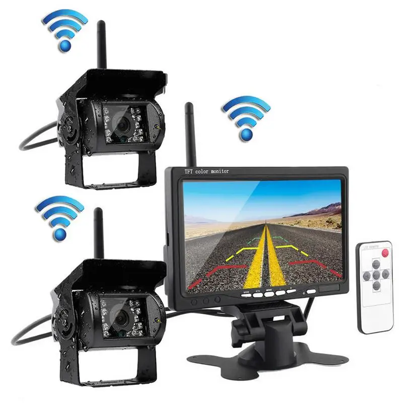 

7 Inch LCD Monitor Wireless WIFI Bluetooth Truck Bus Harvester Rear View Camera Car Reversing Image Double Recording Camera