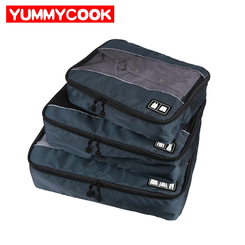 

3Pcs Suitcase Organizer Sets Travel Underwear Clothes Mesh Bag Wardrobe Closet Storage Pockets Cosmetic Luggage Case Accessories