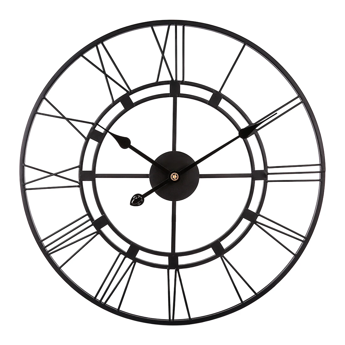 

40cm 3D Iron Art Roman Numerals Clock Silent Wall Clock Modern Design Clocks For Home Decor Horloge Murale - Black