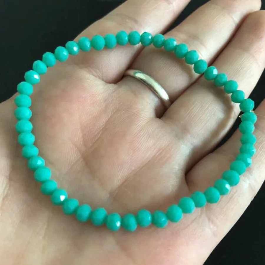 Handmade Women's 4mm Rhinestone Crystal Beaded Round Glass Beads Stretch Bracelet Femme Bangle Bracelets Women Girl Wrap Jewelry - Image 6