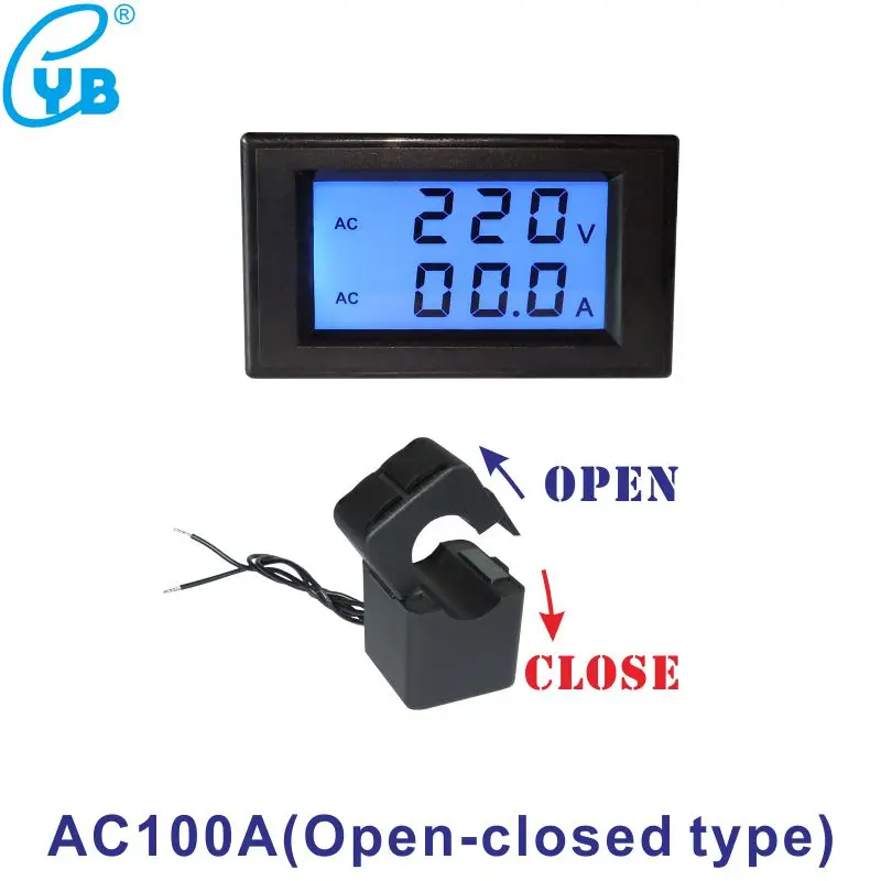 AC 80~ 300 в ЖК-цифровой вольтметр переменного тока Амперметр переменного тока 0-10A 50A 100A 200A 500A 1000A напряжение тока Двойной метр вольт ампер Панель метр